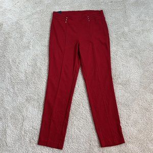 Rafaella Slim Leg Dress Textured Pant Ruby Red Women's Sz 12 MSRP$58